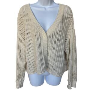 American Eagle Open Knit Cropped Cardigan with Distressing size M